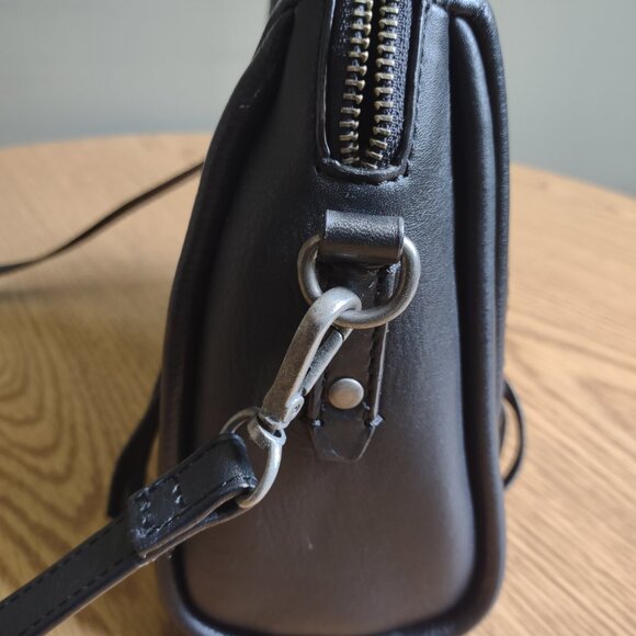 Lucky Brand - black leather crossbody satchel bag with tassels - Picture 5 of 6